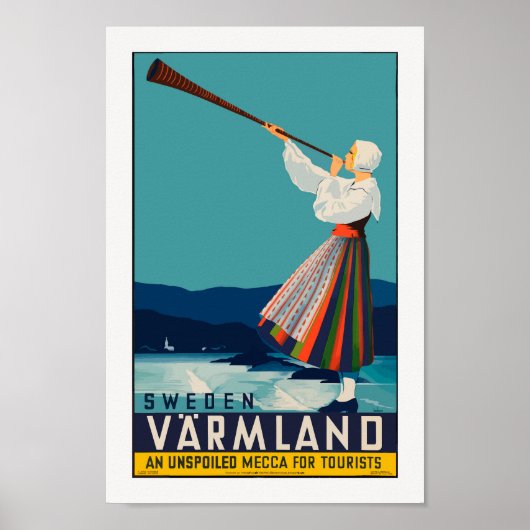 Vintages schwedisches Reiseplakat, Retro Print Poster (Vorne)