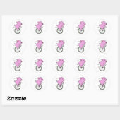 Vintages Schwein an Monozyten | Hintergrundfarbe a Runder Aufkleber (Blatt)
