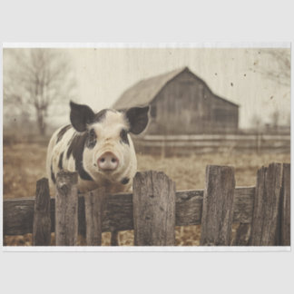Vintages Schwein auf einer Entkopplung Seidenpapier