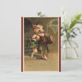 Vintages Schwein Feiertagskarte (Stehend Vorderseite)