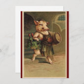Vintages Schwein Feiertagskarte (Vorne/Hinten)