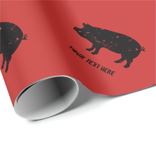 Vintages Schwein-Silhouette Geschenkpapier (Rolleneckpunkt)