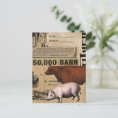 Vintages Schwein und KuhCollage Postkarte (Stehend Vorderseite)