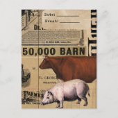 Vintages Schwein und KuhCollage Postkarte (Vorderseite)