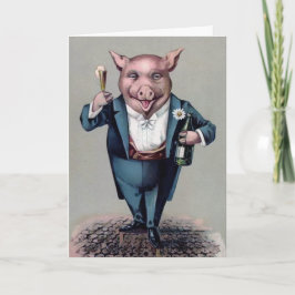 Vintages Schweinefleisch Feiertagskarte