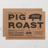 Vintages Schweinefleisch GRILLEN Geburtstag Einlad Einladung (Vorne/Hinten)