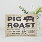 Vintages Schweinefleisch GRILLEN Geburtstag Einlad Einladung (Stehend Vorderseite)