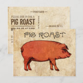 Vintages Schweinegrost Postkarte Einladung VI (Vorne/Hinten)