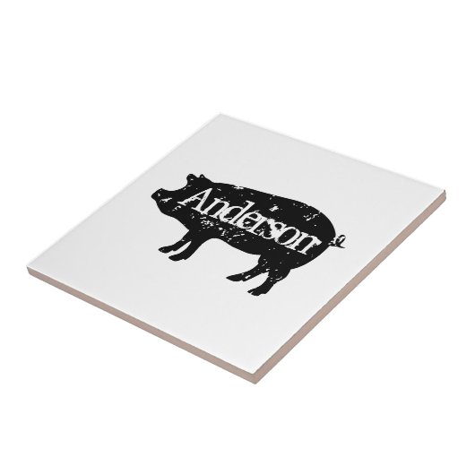 Vintages Schweineschälchen Fliese (Seite)