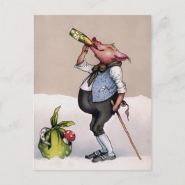 Vintages Schweinetrinken Postkarte