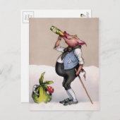 Vintages Schweinetrinken Postkarte (Vorne/Hinten)