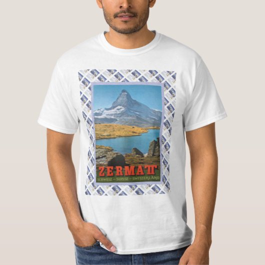 Vintages Schweizer Bahnplakat Zermatt, Matterhorn T-Shirt (Vorderseite)