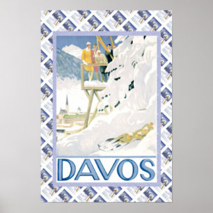 Vintages Schweizer Plakat Davos