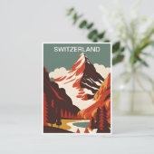 Vintages Schweizer Skigebiet Wintertour Europa Postkarte (Stehend Vorderseite)