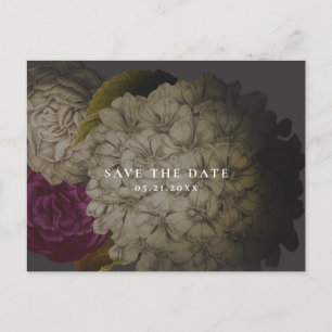 Vintages schwermütiges Blumen Save the Date Ankündigungspostkarte