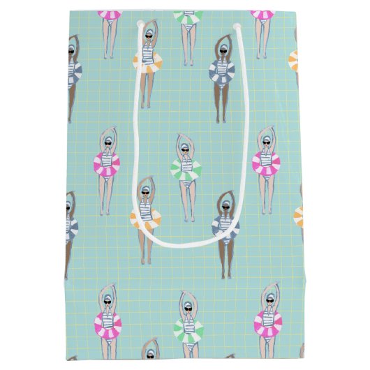 Vintages Schwimmbad Mittlere Geschenktüte (Rückseite)