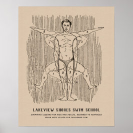 Vintages Schwimmdiagramm mit benutzerdefinierten T Poster