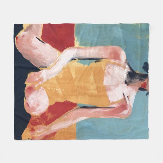 Vintages Schwimmen - Gelber Badeanzug Fleecedecke (Vorderseite (Horizontal))