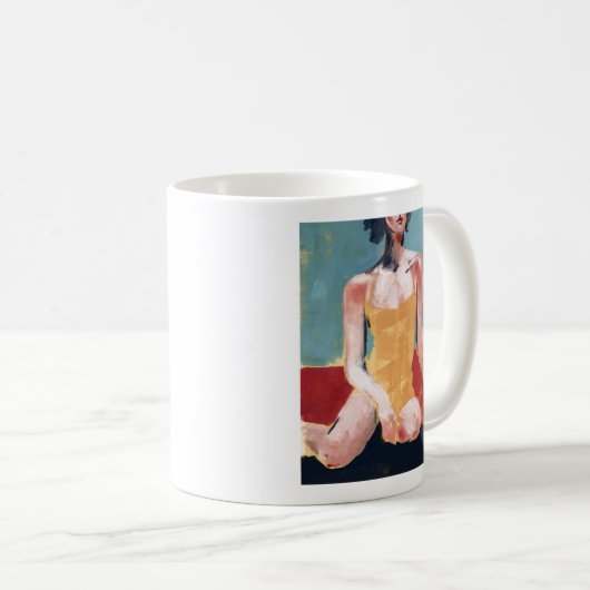 Vintages Schwimmen - Gelber Badeanzug Kaffeetasse (VorderseiteRechts)
