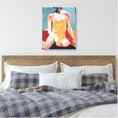 Vintages Schwimmen - Gelber Badeanzug Leinwanddruck (Insitu (Schlafzimmer))