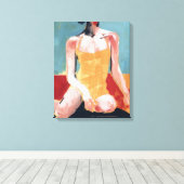 Vintages Schwimmen - Gelber Badeanzug Leinwanddruck (Insitu (Holzboden))