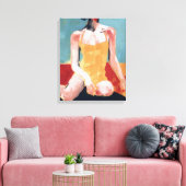 Vintages Schwimmen - Gelber Badeanzug Leinwanddruck (Insitu (Wohnzimmer))
