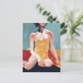 Vintages Schwimmen - Gelber Badeanzug Postkarte (Stehend Vorderseite)