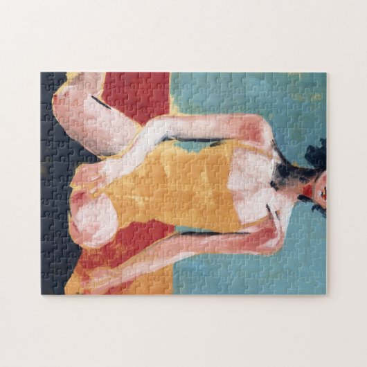 Vintages Schwimmen - Gelber Badeanzug Puzzle (Horizontal)