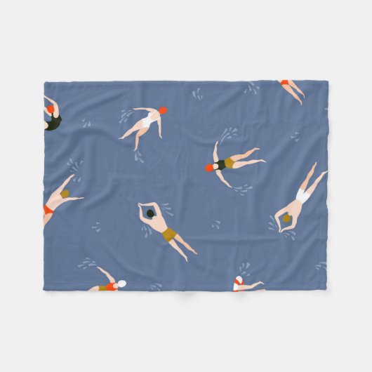 Vintages Schwimmmuster Fleecedecke (Vorderseite (Horizontal))