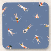 Vintages Schwimmmuster Getränkeuntersetzer (Vorderseite)