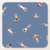 Vintages Schwimmmuster Rechteckiger Pappuntersetzer (Vorderseite)