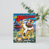 Vintages Sci Fi Art Metal Monster Postkarte (Stehend Vorderseite)