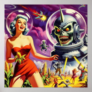 Vintages Sci-Fi-Button Up Poster