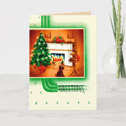 Vintages Scottie-Hundeweihnachten Feiertagskarte (Vorderseite)