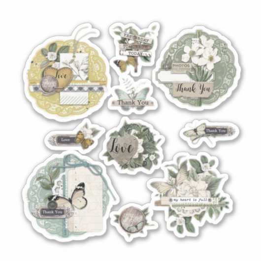 Vintages Scrabook Aufkleber (Vorderseite)