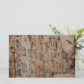 Vintages Scrapbook Art Journal Malerei Sepia Briefpapier (Stehend Vorderseite)