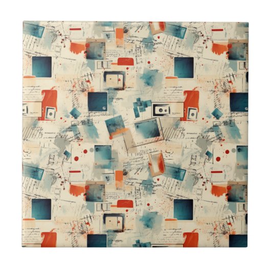 Vintages Scrapbook-Muster (3) Fliese (Vorderseite)