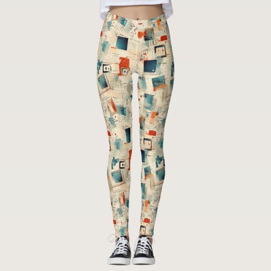 Vintages Scrapbook-Muster (3) Leggings (Vorderseite)