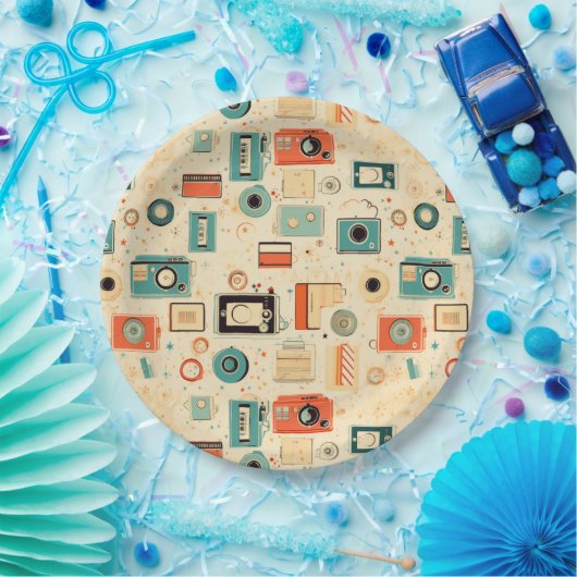 Vintages Scrapbook-Muster Pappteller (Party)