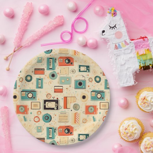 Vintages Scrapbook-Muster Pappteller (Party)