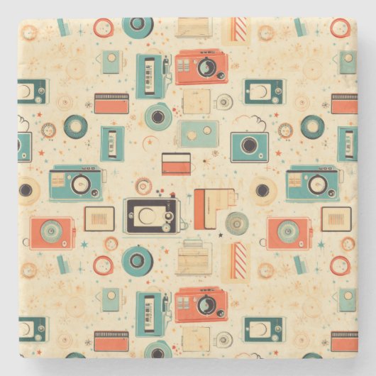 Vintages Scrapbook-Muster Steinuntersetzer (Vorderseite)