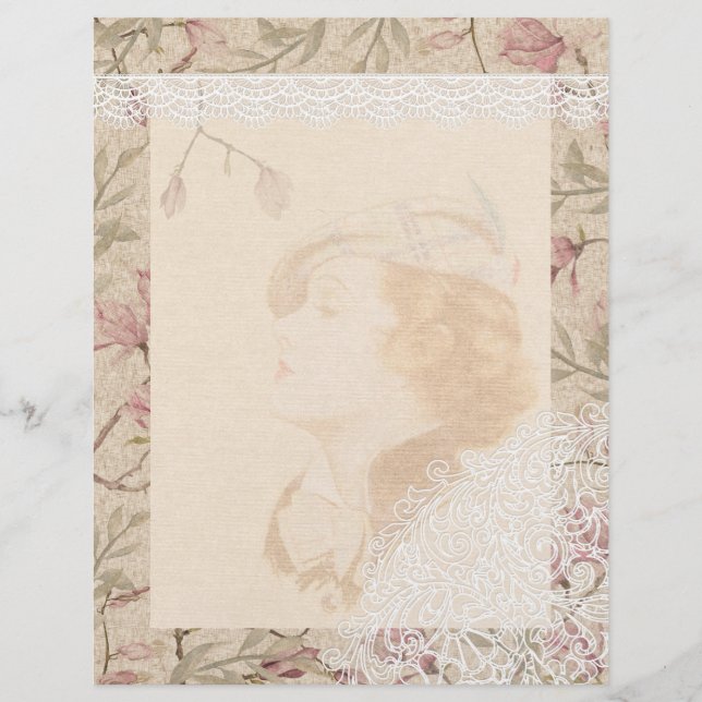 Vintages Scrapbook-Papier für die Blumenspitze (Vorderseite)