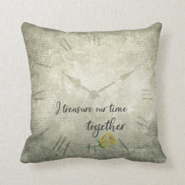 Vintages Scrapbook Style Time Treasure Zitat Kissen
