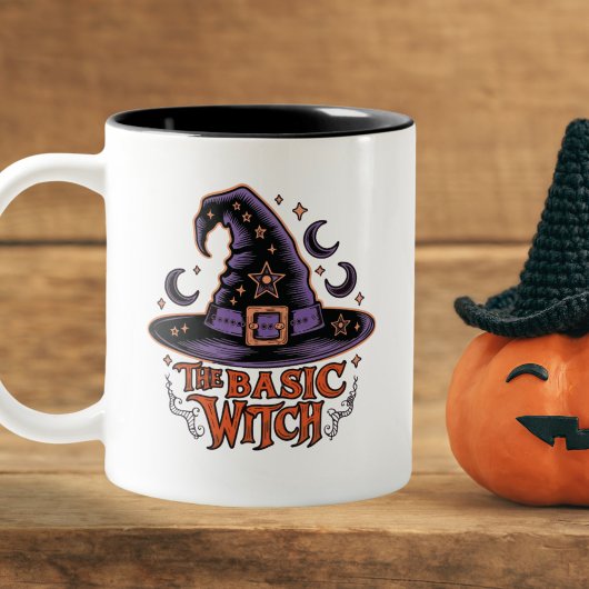 Vintages Script Basic Hexenhutcoffee Halloween Zweifarbige Tasse