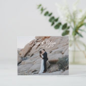 Vintages Script Foto Hochzeit Vielen Dank Postcard Postkarte (Stehend Vorderseite)