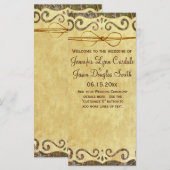 Vintages Scroll Rustic Country Camouflage Hochzeit Programm (Vorne/Hinten)