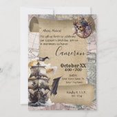 Vintages Scroll Treasmap Pirates Party Einladung (Vorderseite)