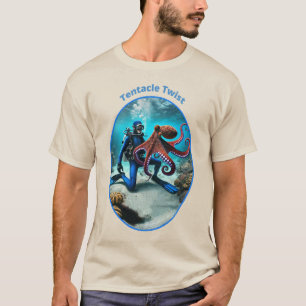 Vintages SCUBA Diver Tanzen mit Big Octopus URM T-Shirt