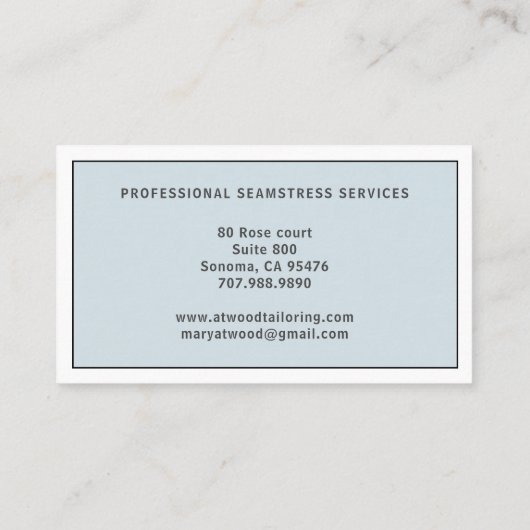 Vintages Seamstress Schneiden Visitenkarte (Rückseite)