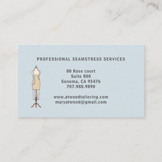 Vintages Seamstress Schneiden Visitenkarte (Rückseite)